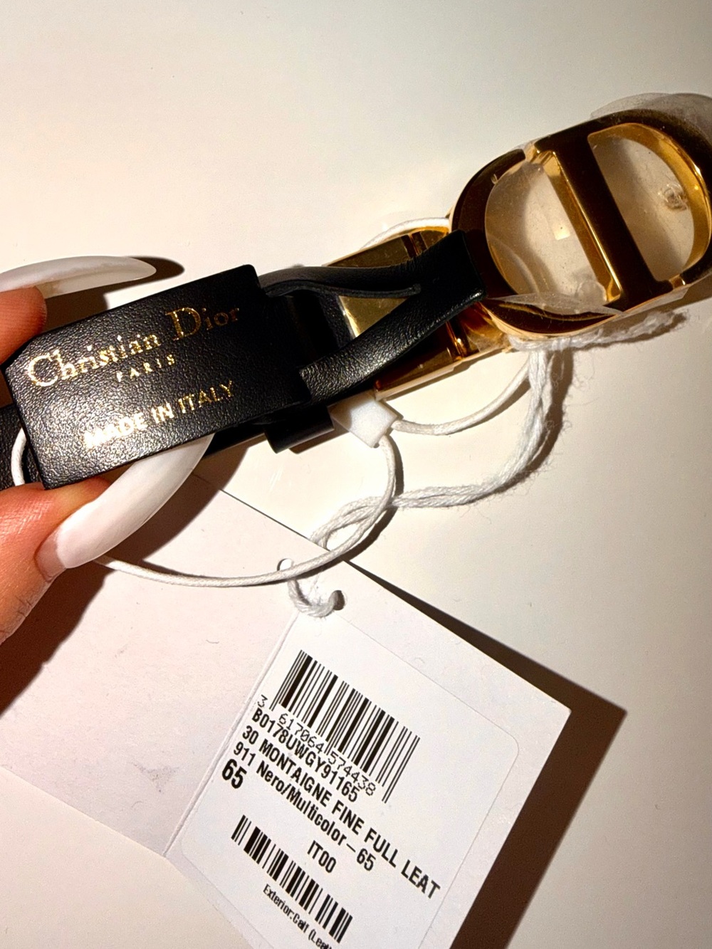 Christian Dior 30 Montaigne Fine Leather Belt (Size 65) - Brand New With Tags